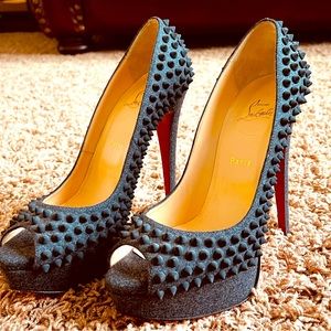 The Christian Louboutin Peep Gray Spike size 39.5